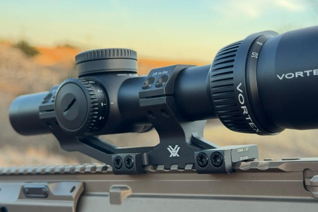 Vortex Sport Cantilever Mount used to install the Strike Eagle 1-10x24 FFP LPVO