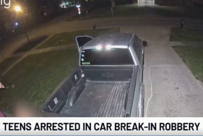 The truck that was targeted by the armed teens.