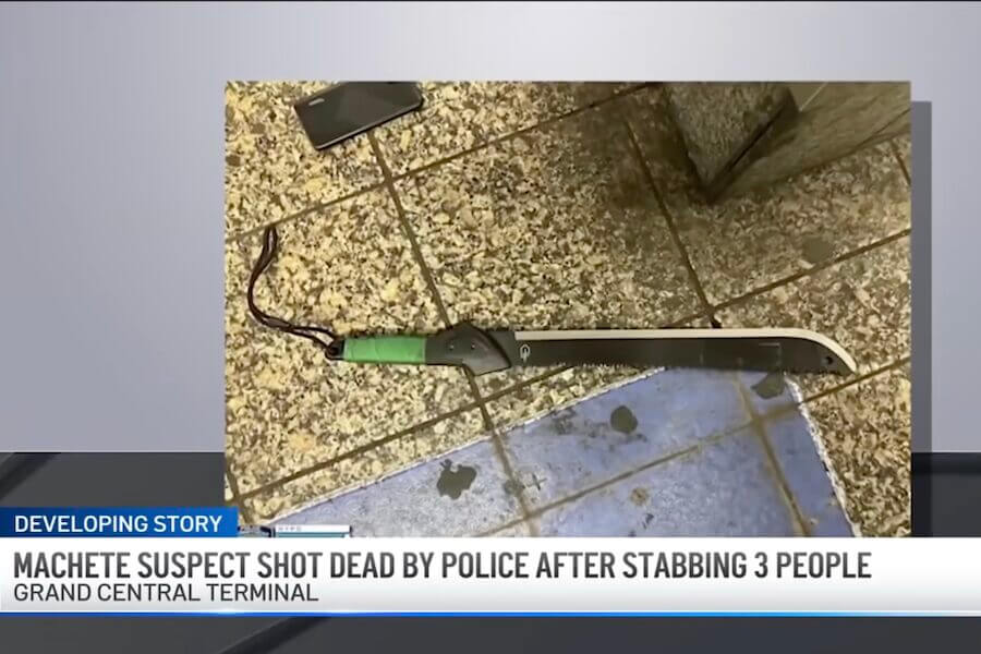The machete used in the attack at Grand Central.