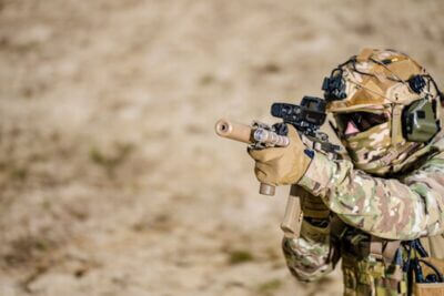 A solider using the SMASH 2000L AI-equipped unit.