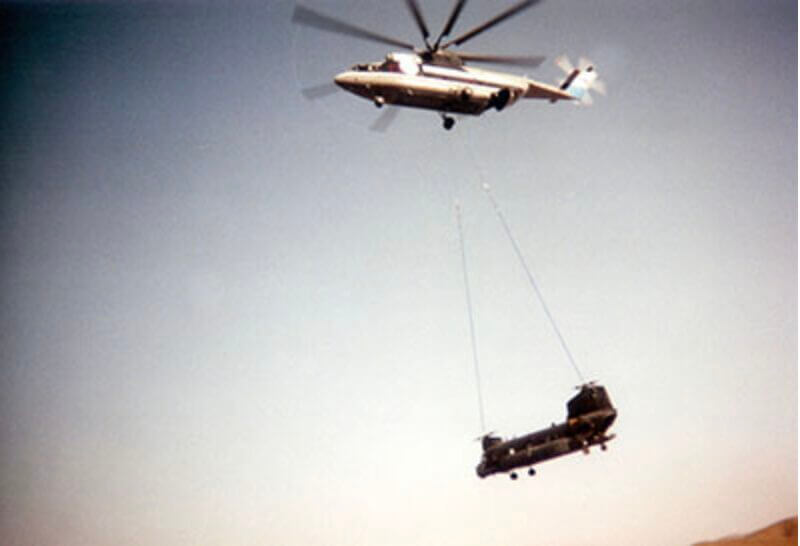 Recovered Chinook 476 after salvage operation that returned the aircraft to combat service