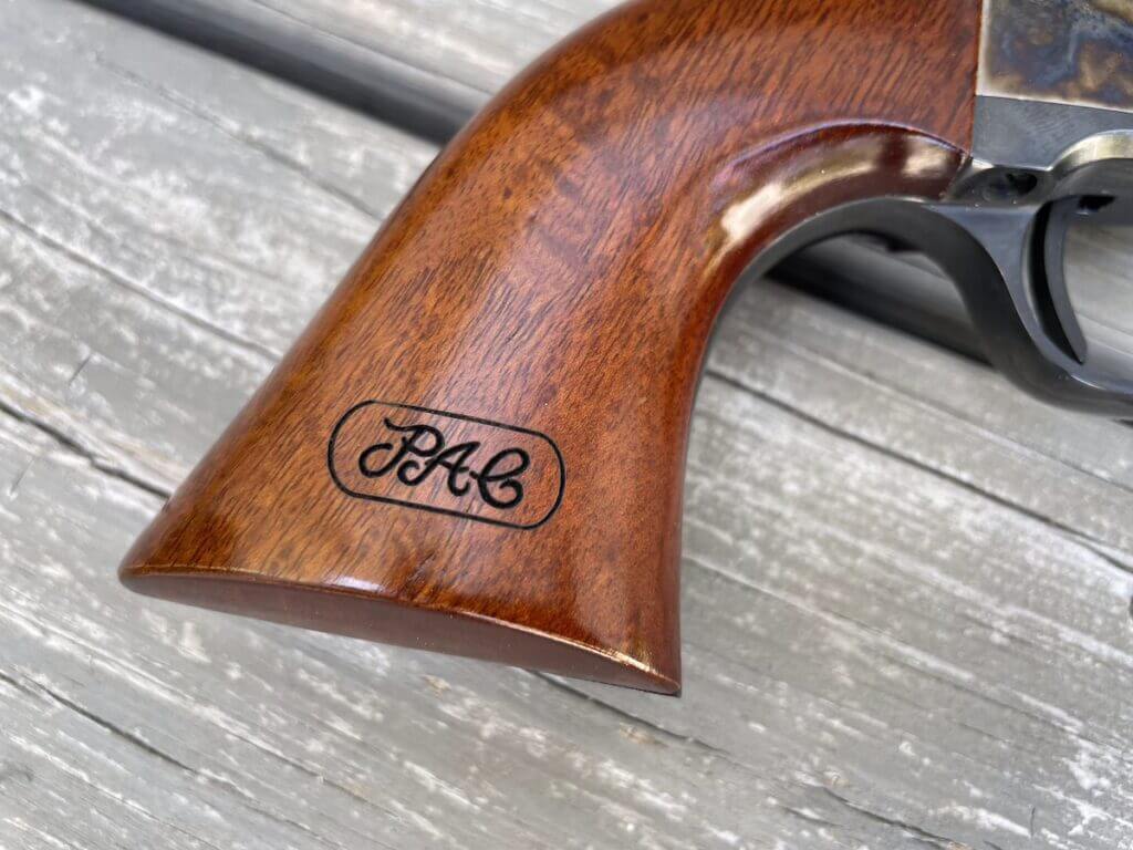 Cimarron U.S.V. Artillery smooth wood grip with RAC reproduction cartouche