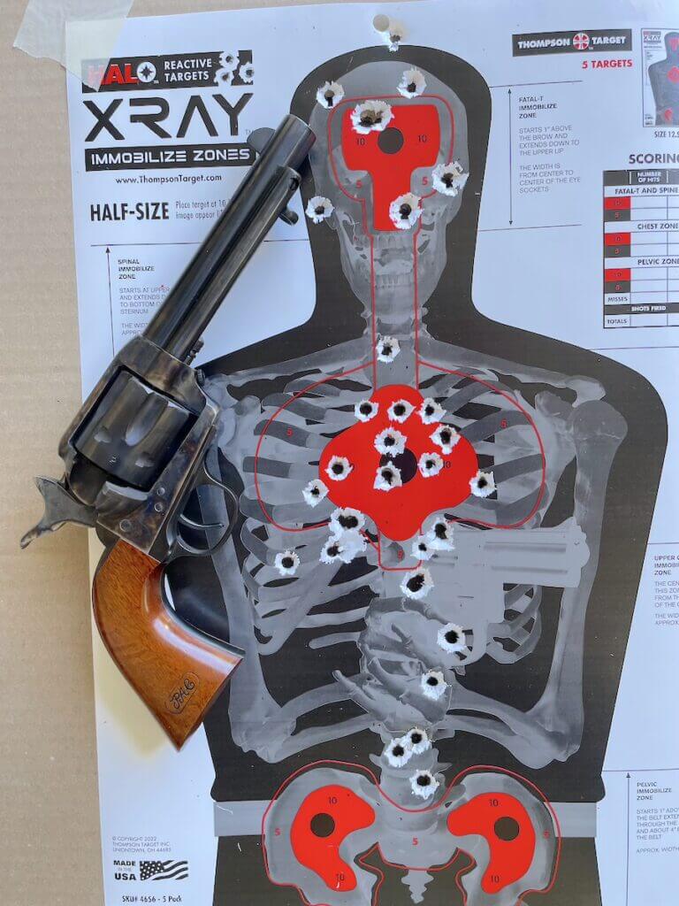 Cimarron U.S.V. Artillery testing on Thompson Target XRAY reactive target at 7 yards