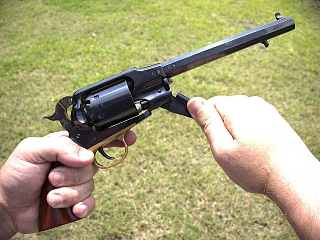1858 Remington New Model Army revolver loaded as a cap and ball muzzleloading handgun