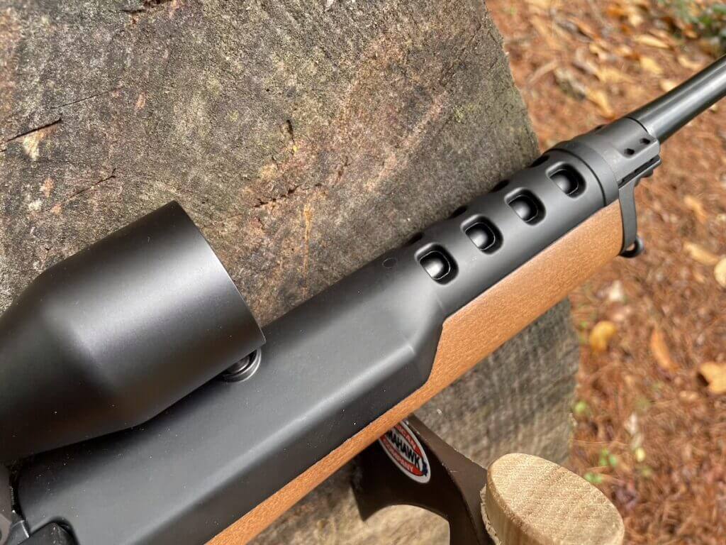 Ruger Mini-14 Ranch heat-resistant plastic handguard on wood stock rifle