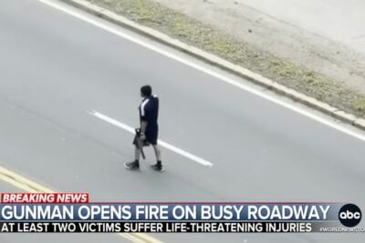 The suspect known as Tyler Brown shooting in the streets.