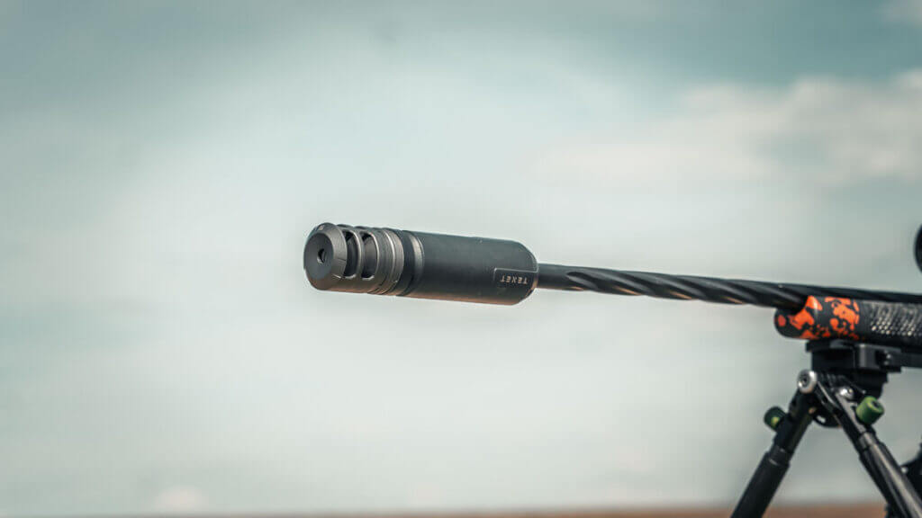 Tenet Limited 30 suppressor shown with no muzzle device, single port brake, and dual port brake options