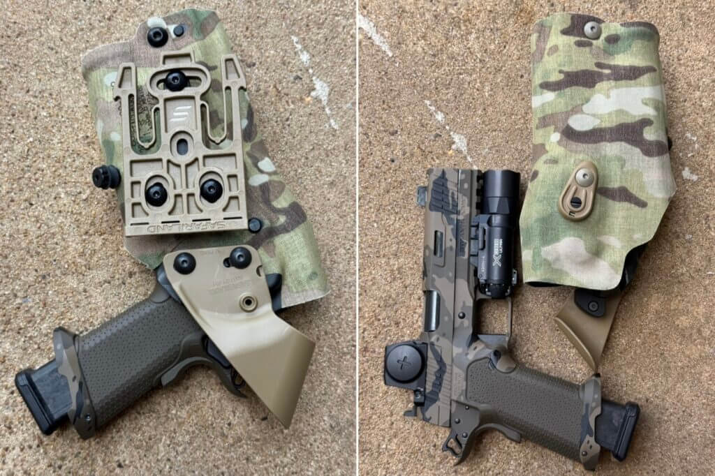 Safariland 6354 holster fitting a Stealth Arms Platypus with Surefire X300U weapon light