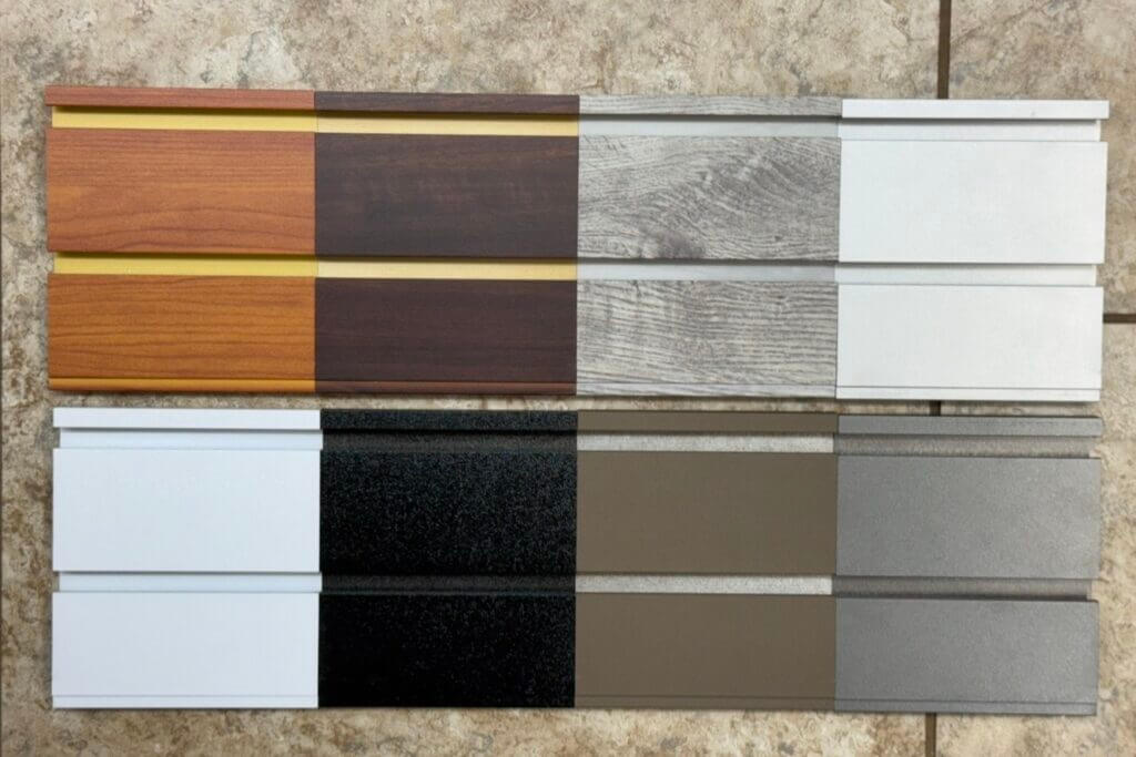 Hold Up Displays Gun Wall finish sample pack used to choose Light Silver slatwall panels