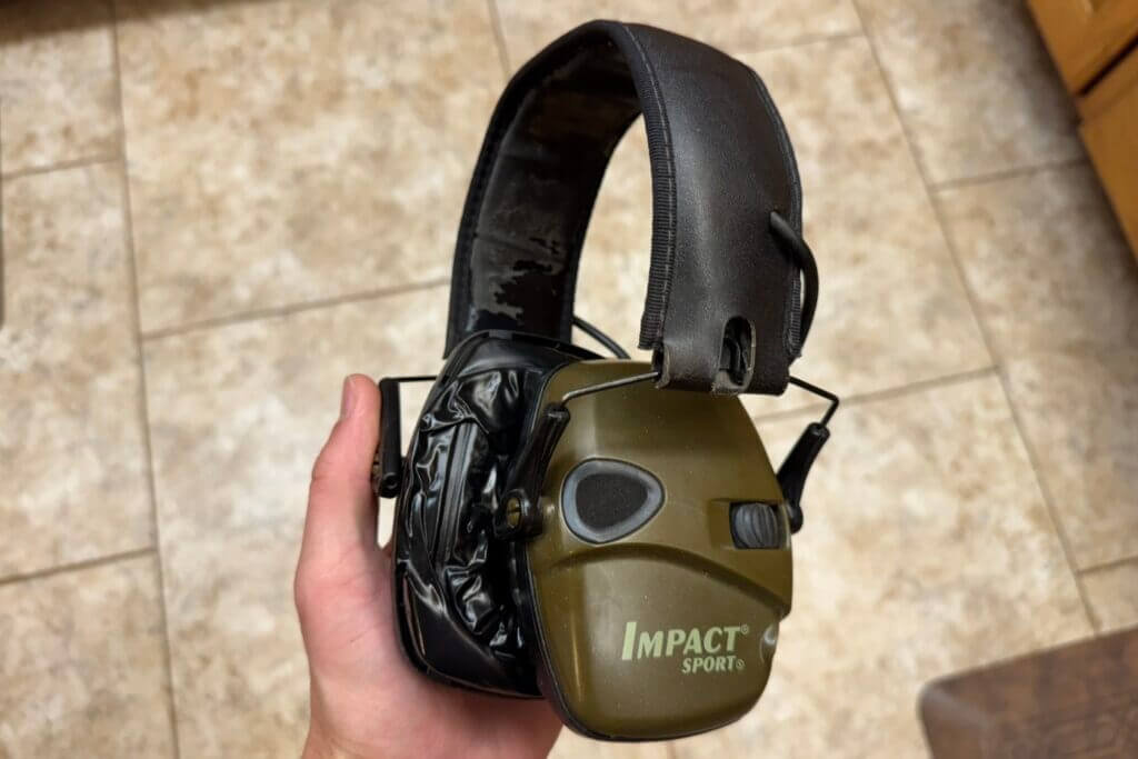 Howard Leight Impact Sport hearing protection with Noisefighters Sightlines gel ear pads for shooters