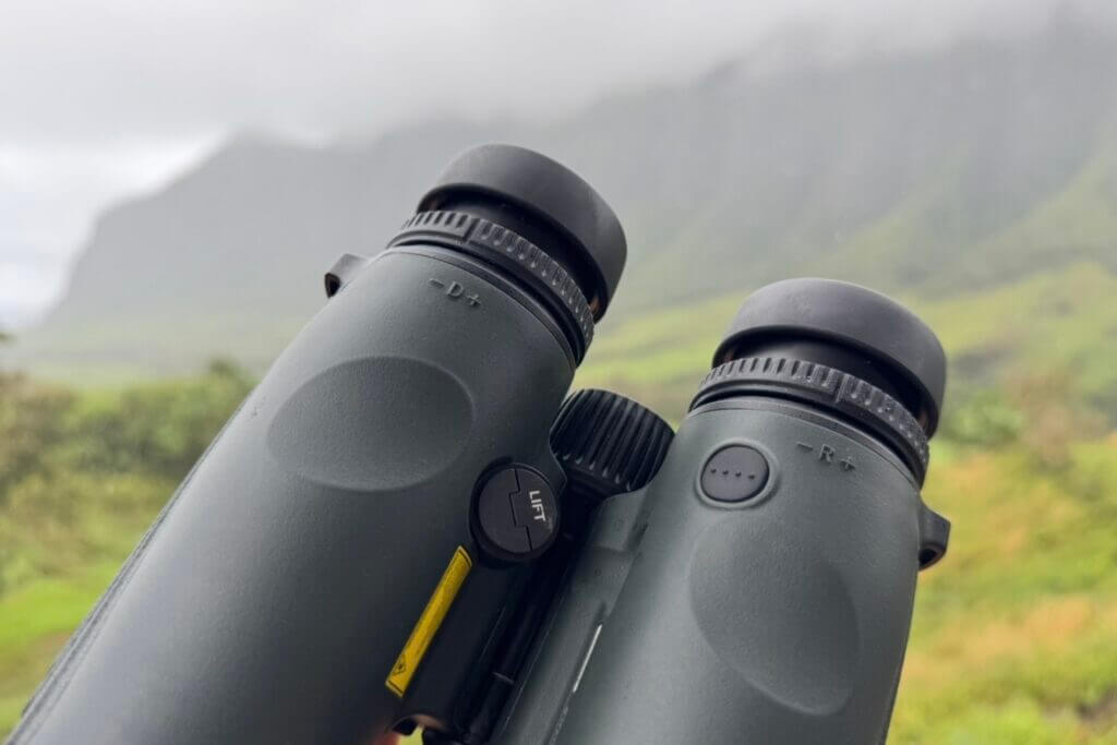Vortex Talon HD 10K Wind Bearing Capture button under the binocular housing