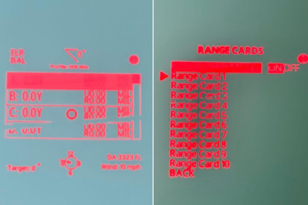 Vortex Talon HD 10K range card display for long-range shooting stages