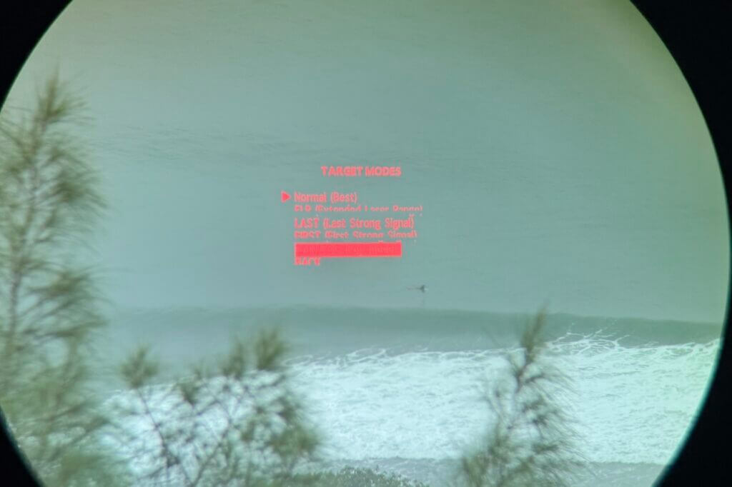 Vortex Talon HD 10K ranging mode menu for ELR Rain Fog and field conditions