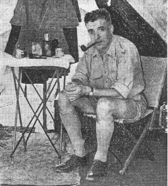 LT George Cairns of the South Staffordshire Regiment smoking a pipe before the Burma campaign