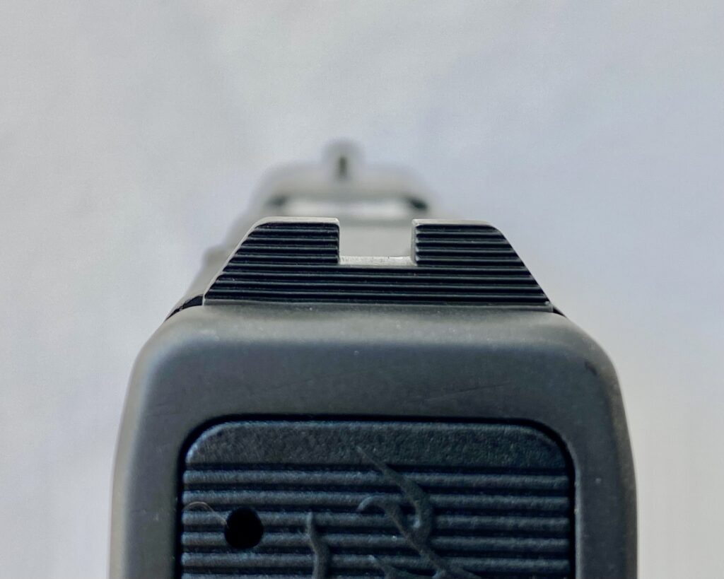 Taurus TX9 Sub-Compact rear sight notch designed for fast target acquisition