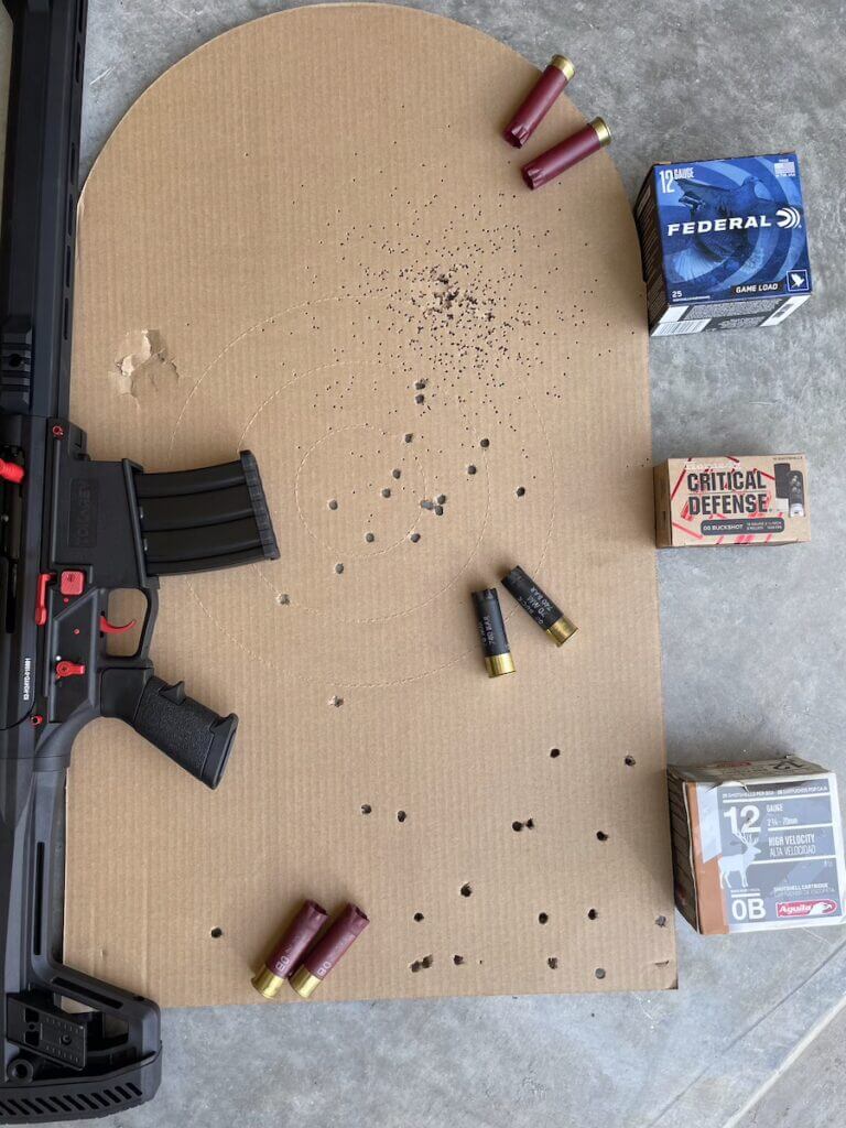 Tokarev TT 12 Pro target patterns with Federal bird shot Hornady 00 buckshot and Aguila OB buckshot