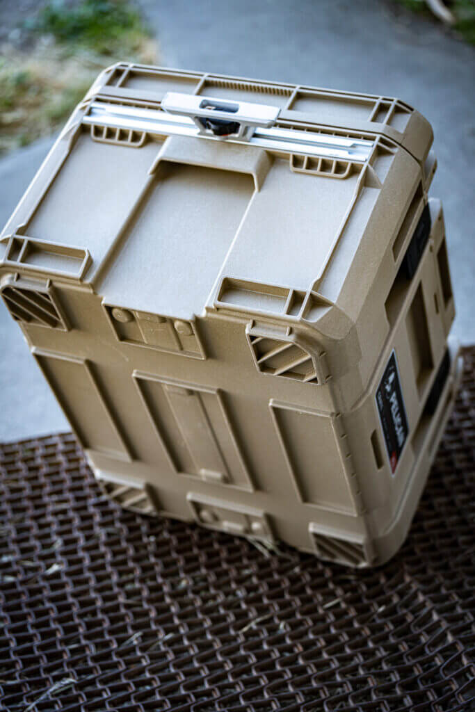 Pelican CRATE 45L build quality showing rugged polymer construction for serious field use