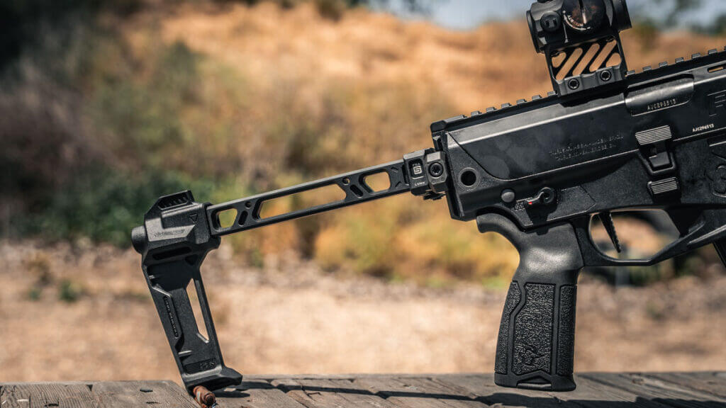 Taurus RPC with Strike Industries FSA folding brace folded for compact carry