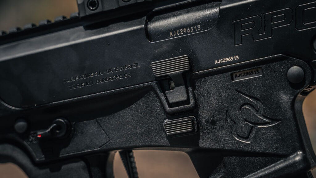 Taurus RPC right-side bolt release on the ambidextrous 9mm PDW-style pistol