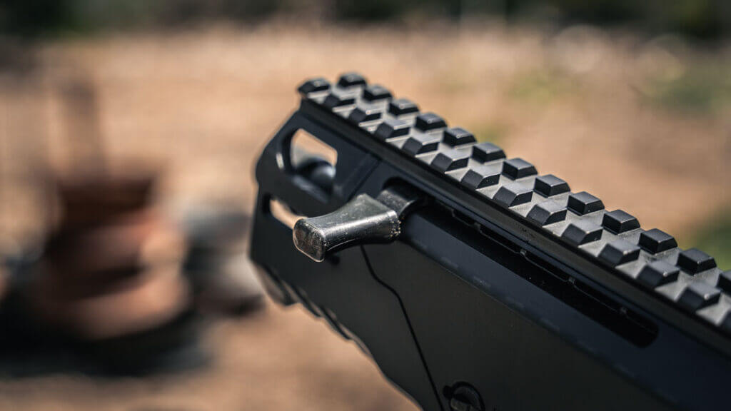 Taurus RPC reversible non-reciprocating charging handle for left or right side use