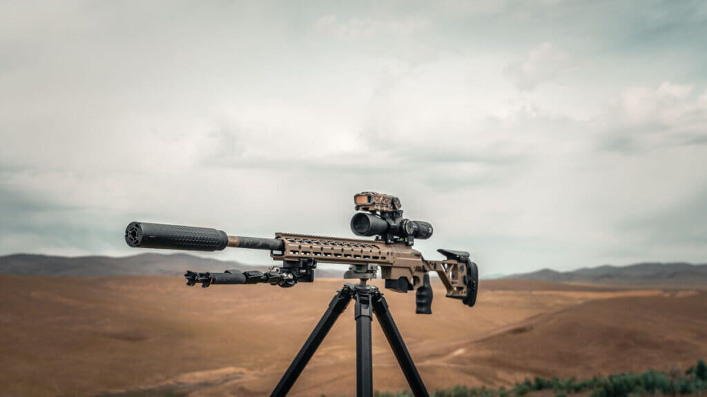 Short-barrel suppressed rifle setup showing Federal 6.5 Creedmoor +Peak velocity advantage