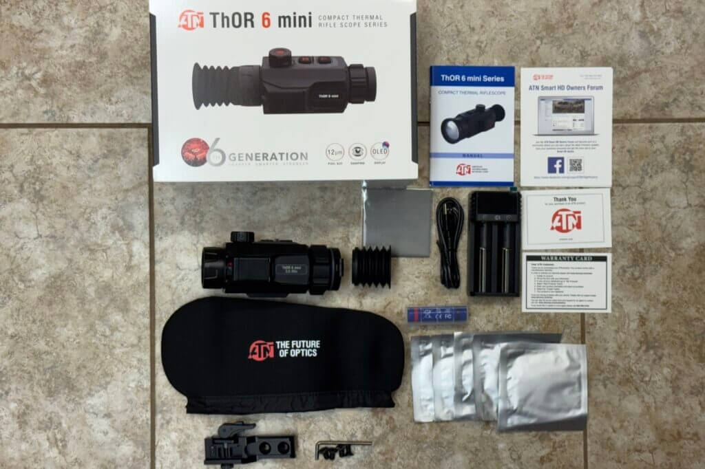 ATN ThOR 6 Mini 256 factory kit with QD mount batteries charger targets cover cloth and manual