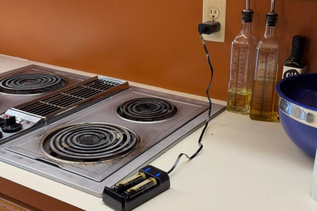 Lithium-ion batteries charging in an open space to reduce fire hazard