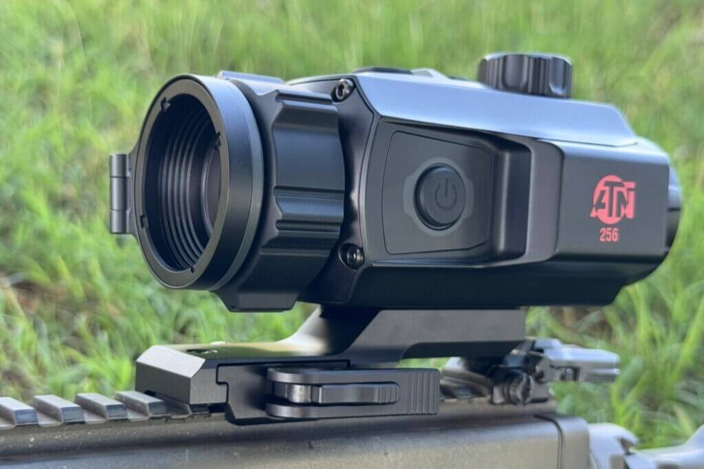 ATN ThOR 6 Mini 256 thermal scope mounted for field testing on a hunting rifle