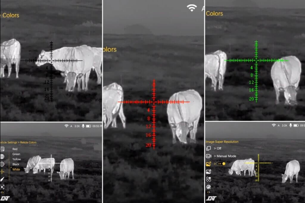 DNT Hydra HS335R reticle color options for thermal hunting conditions