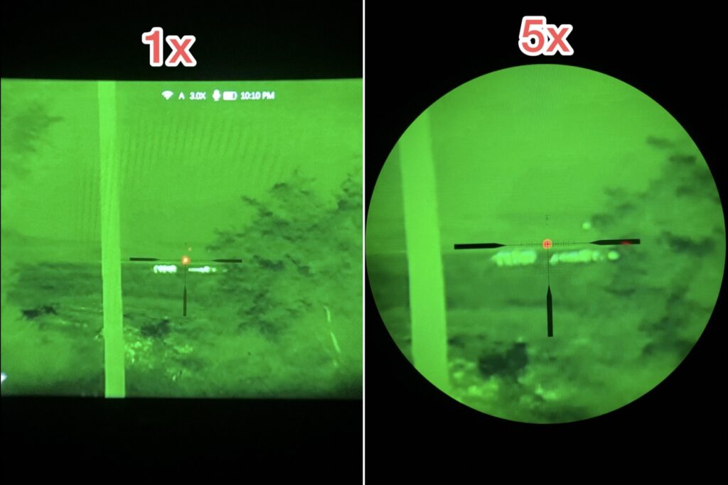 DNT Hydra HS335R clip-on thermal image through LPVO during field testing