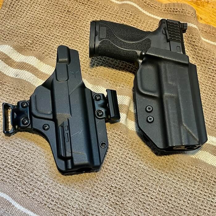 Smith and Wesson M&P 2.0 10mm holster fit with Alpha Omega Kustoms and Blade Tech OWB holsters