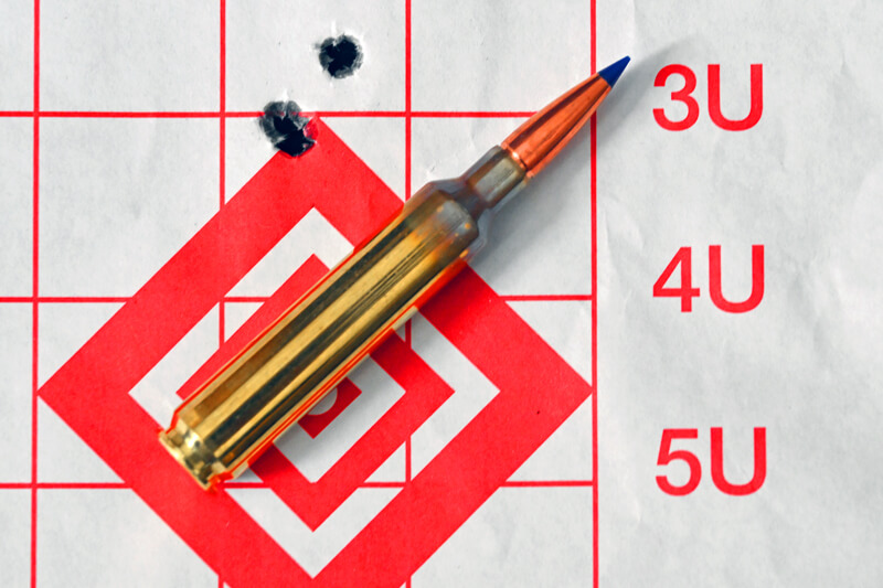 0.39-inch target group fired with 25 Wby RPM Select Plus Barnes LRX 117-gr load
