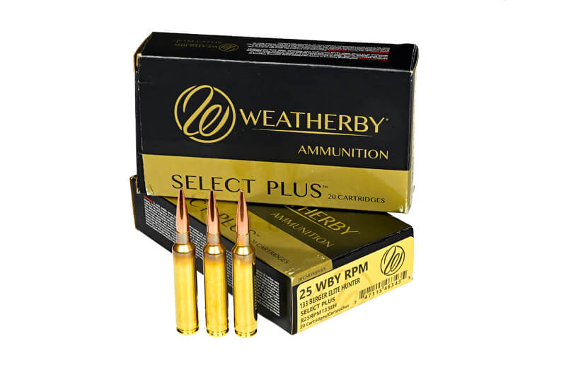 25 Wby RPM Select Plus 133-gr Berger Elite Hunter ammunition for long-range quarter-bore hunting