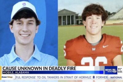 Side-by-side photos of University of Alabama students Walter Hensley and McNeil Mostellar, who died in a hunting camp fire in Conecuh County, Alabama.