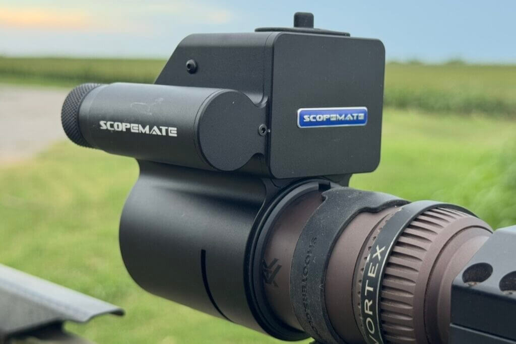 ScopeMate S28-TSC Max battery compartment showing the added bulk of the removable 18650 design