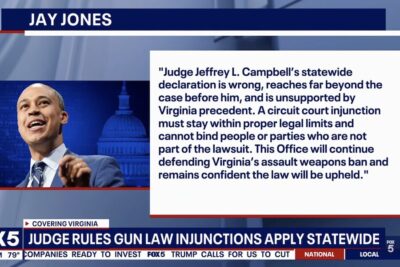 Virginia Attorney General Jay Jones responds to a judge's ruling that the injunction blocking the state's AR-15 ban applies statewide.
