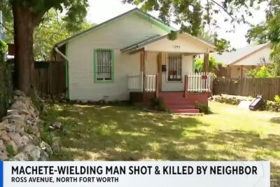Home on Ross Avenue in Fort Worth, Texas, where a homeowner shot and killed a machete-wielding man while intervening to protect a woman, according to police.