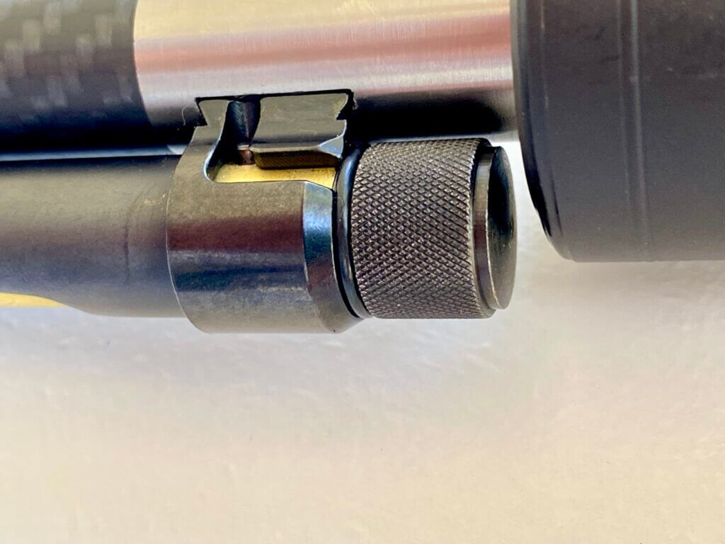 Henry SPD HUSH magazine tube clearance with suppressor attached showing the tube cannot be removed
