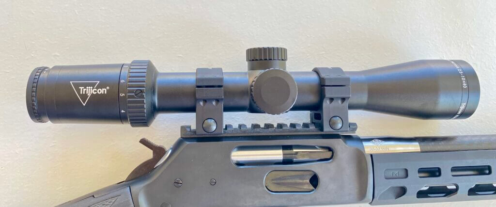 Trijicon Huron 2.5-10x40 scope mounted for testing on the Henry SPD HUSH .30-30 rifle