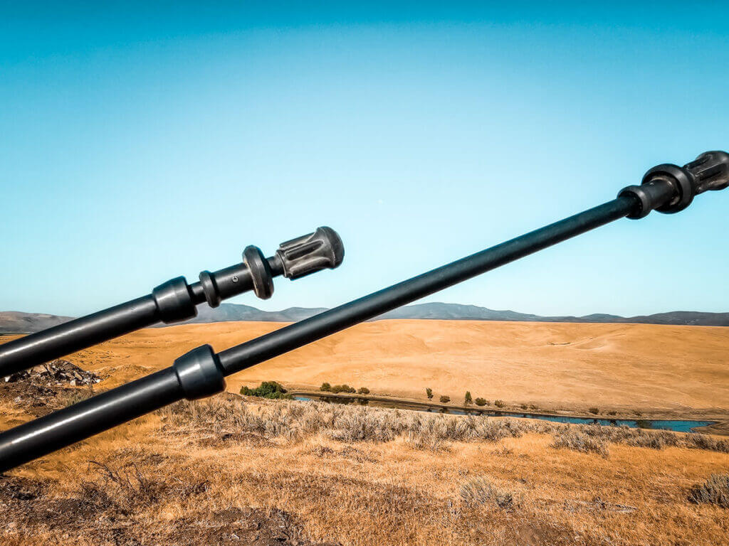 Hatch High Country Lite self-locking bipod legs adjusted to a custom shooting height