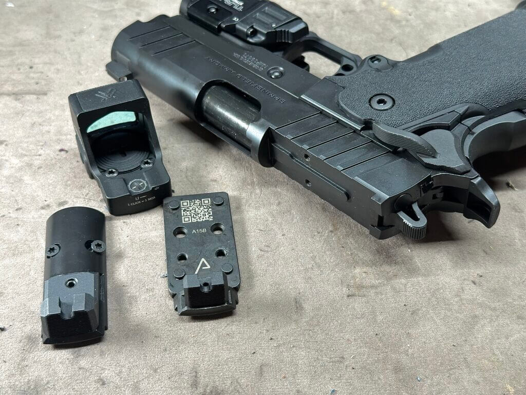 Springfield Prodigy 3.5 AOS with optic, AOS mounting plate, and rear sight removed for installation
