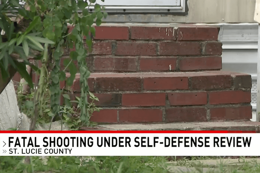 Steps outside the Fort Pierce-area mobile home where a fatal shooting occurred during an alleged attack