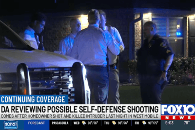 Mobile police investigate outside a home where a homeowner reportedly shot and killed an intruder.