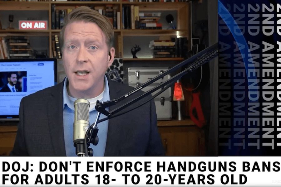 Commentator discusses the DOJ decision involving handgun sales to adults ages 18 through 20.