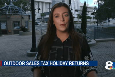 WFLA reporter discusses Florida’s 2026 outdoor sales tax holiday for firearms, hunting, fishing and camping supplies.
