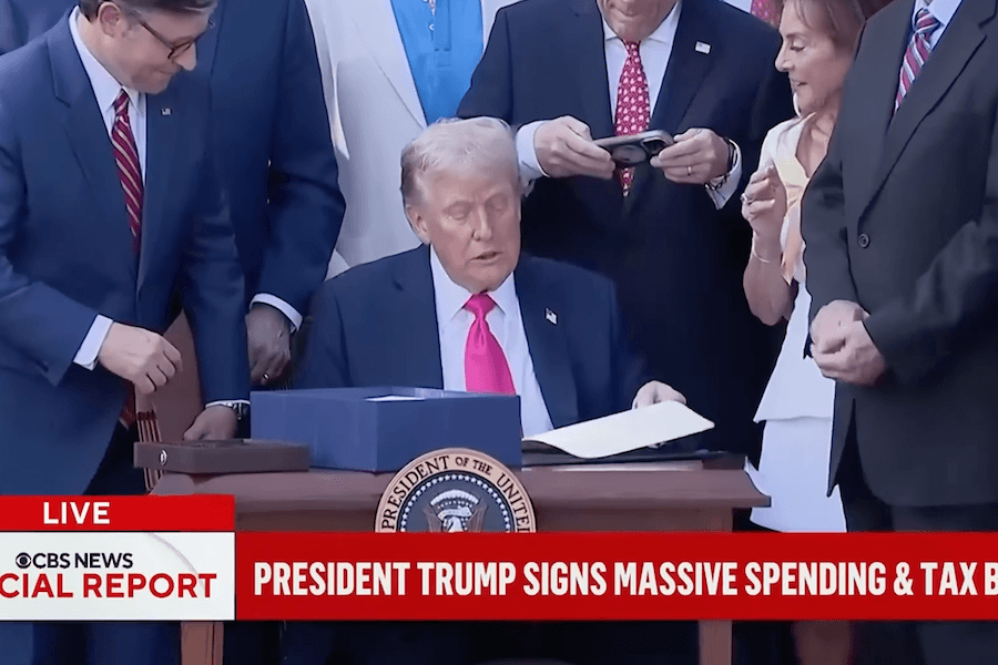 President Trump at a signing for new legislation.