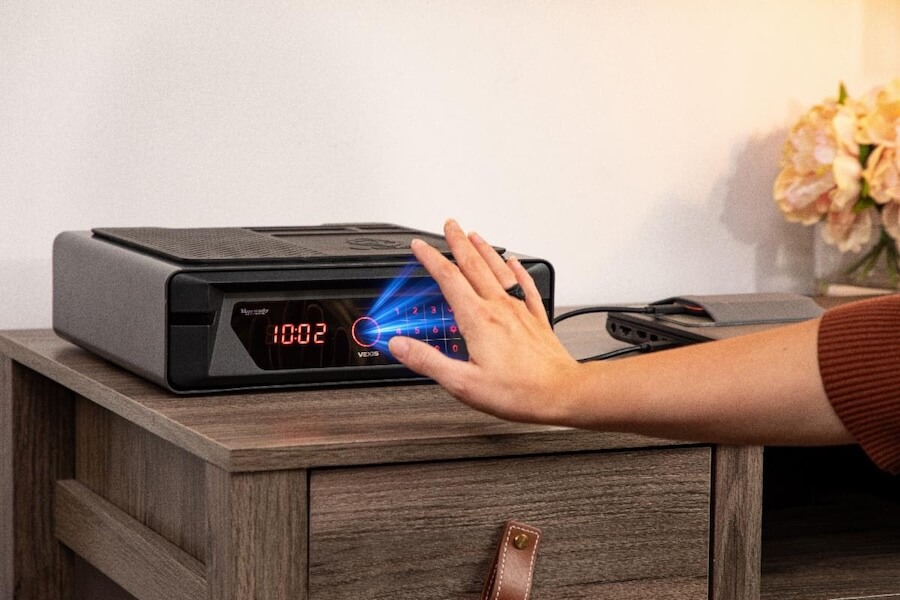 The company has introduced VEXIS, a patent-pending biometric security system that recognizes the vein pattern beneath a user’s palm. Instead of touching a fingerprint reader or entering a code, the owner simply holds a hand near the scanner.