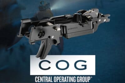 Springfield Armory Echelon Central Operating Group serialized chassis displayed against a blue background.