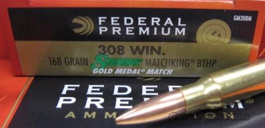 Federal .308 Win 168Gr BTHP Sierra Matchking Go... For Sale